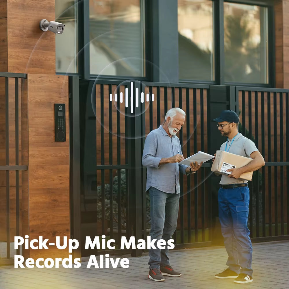 5MP Smart Light Video Surveillance Cameras 5MP Bullet Cameras Audio Recording Outdoor Weatherproof Security Cameras