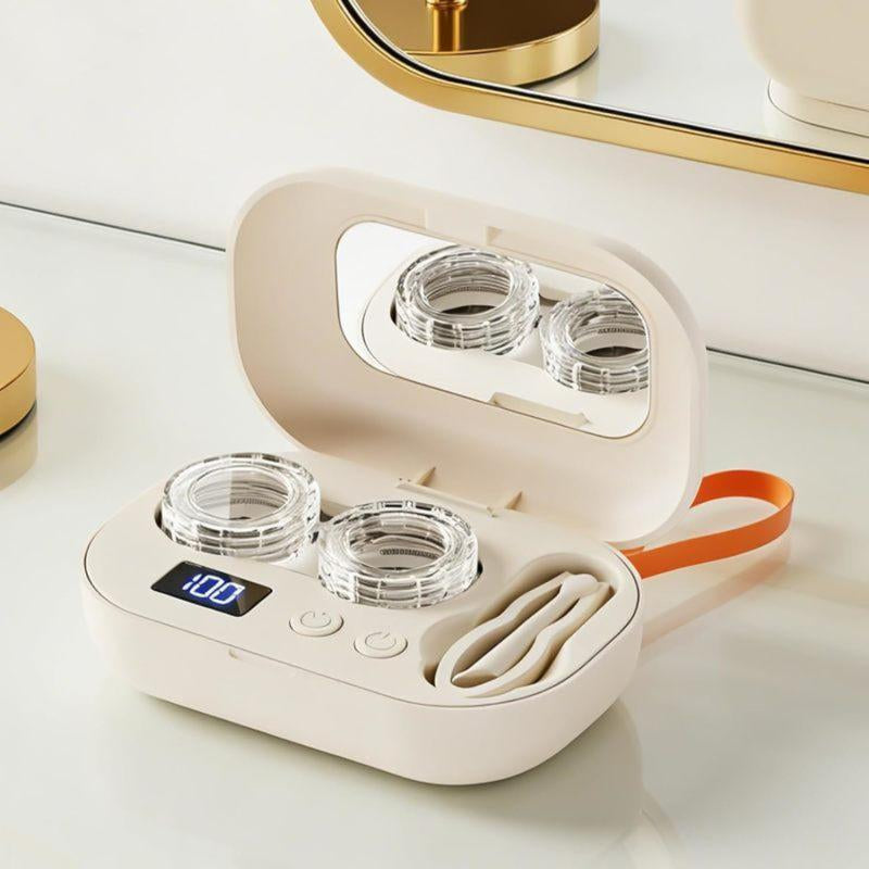 Rechargeable Contact Lens Cleaner with Vanity Mirror 