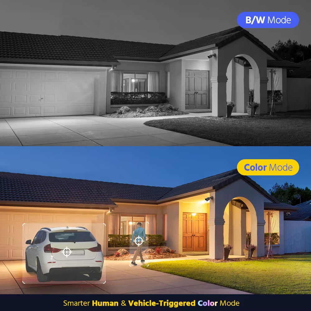 5MP Smart Light Video Surveillance Cameras 5MP Bullet Cameras Audio Recording Outdoor Weatherproof Security Cameras